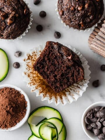 Healthy & Moist Chocolate Zucchini Muffins Recipe