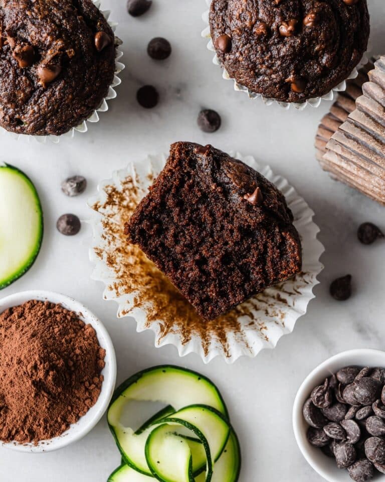 Healthy & Moist Chocolate Zucchini Muffins Recipe