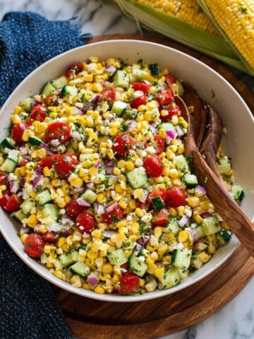 Fresh Corn Salad with Tomatoes, Feta, and Basil Recipe