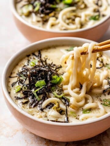 Udon Noodle Soup with Egg, Seaweed, and Scallions Recipe