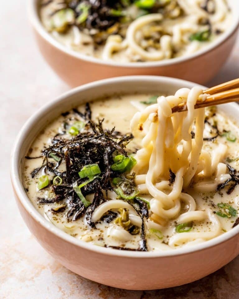 Udon Noodle Soup with Egg, Seaweed, and Scallions Recipe