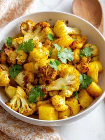 Baked Aloo Gobi Vegan Indian Spiced Potato Cauliflower Recipe