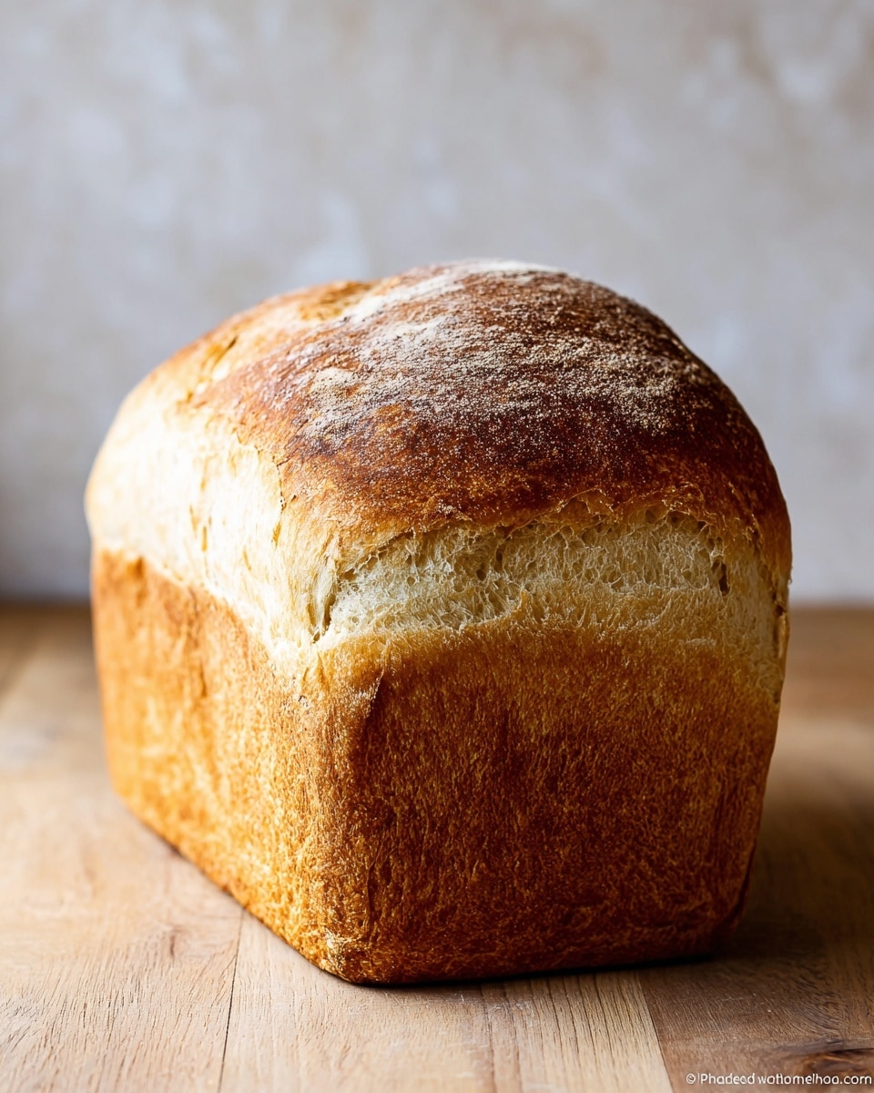 A single loaf of bread stands upright on a light wooden surface with a white marbled background. The bread has a golden-brown crust covering the whole bottom and curling to the sides, while the upper half is a lighter tan with a rough, textured surface. The top is rounded and slightly uneven, showing the natural rise of the bread, with visible flour dust and a soft, crumbly appearance. The lighting highlights the different textures, making the crust look crispy and the inside soft. Photo taken with an iphone --ar 4:5 --v 7