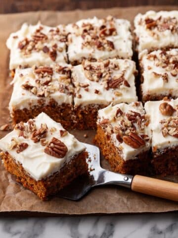 Carrot Cake Bars with Cream Cheese Frosting and Walnut Topping Recipe