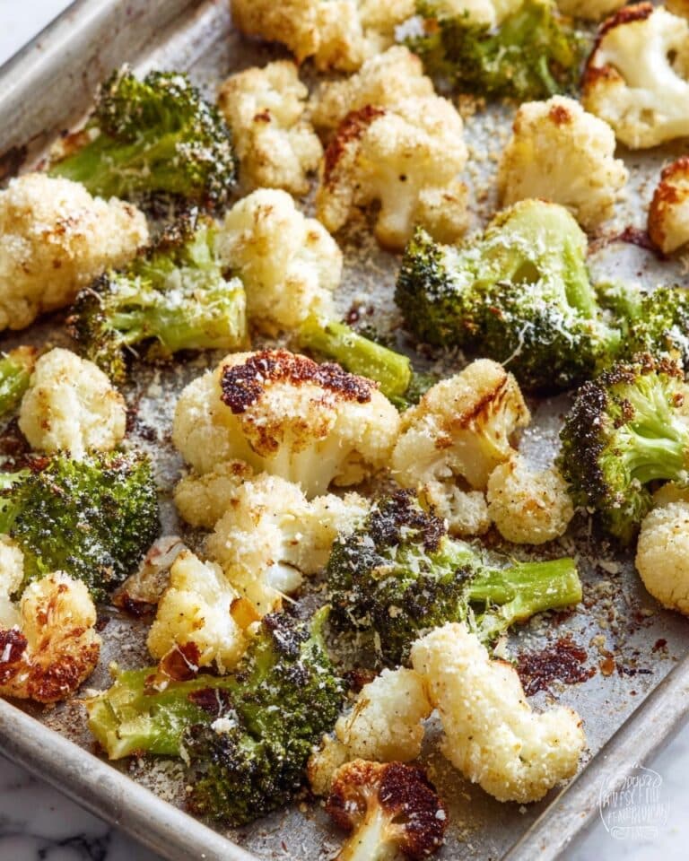 Roasted Broccoli and Cauliflower with Parmesan Recipe