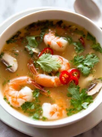 Creamy Tom Yum Soup with Prawns and Mushrooms Recipe