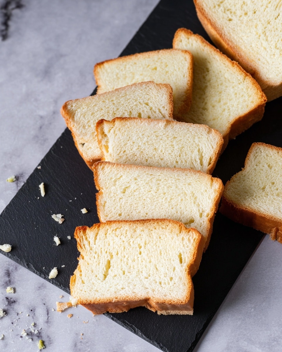 The image shows several slices of plain white bread with a soft and airy texture, arranged loose on a dark mat placed over a white marbled surface. The bread slices have a light golden crust and a pale cream inside, and they are cut into smaller rectangular pieces with a few crumb bits around them. There are no other food items or decorations, and the focus is on the simple bread pieces. photo taken with an iphone --ar 4:5 --v 7