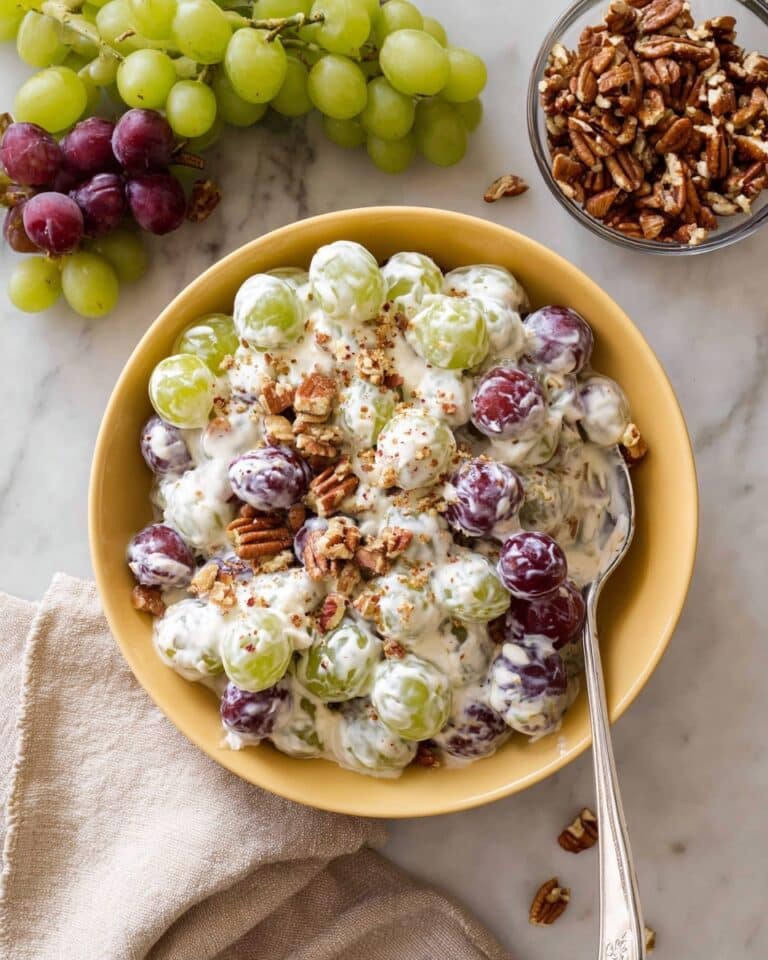 Grape Salad with Cream Cheese, Greek Yogurt, and Pecans Recipe