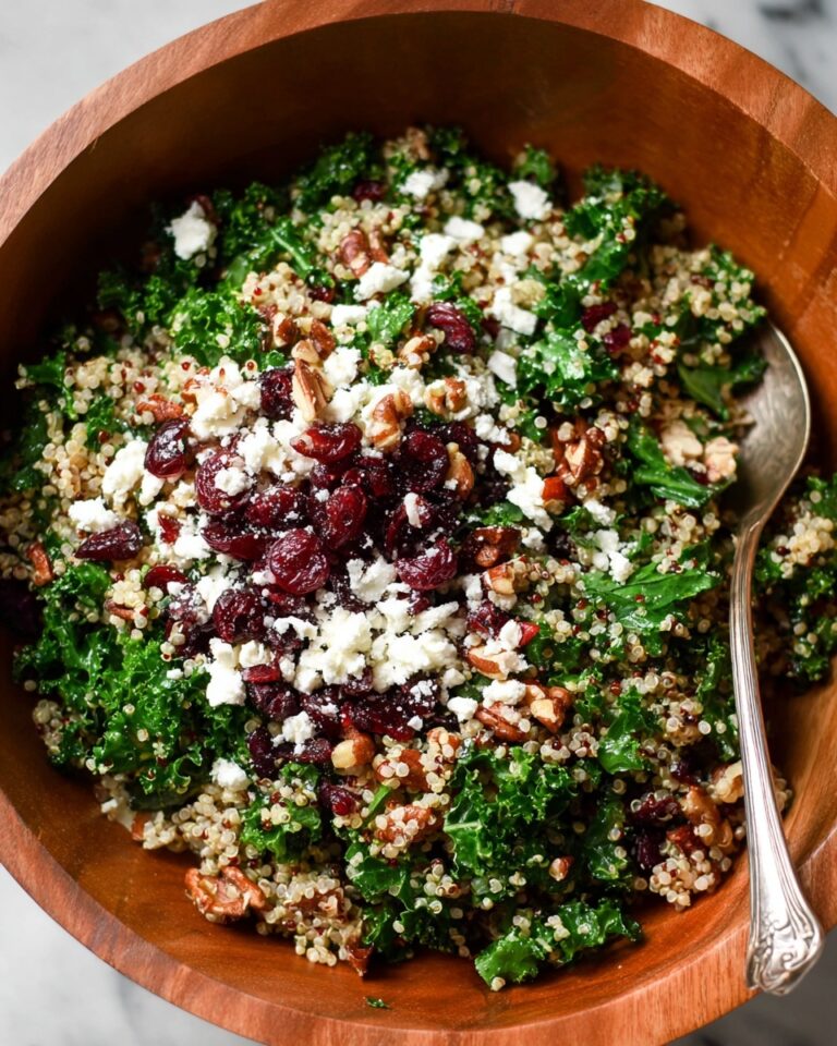 Cranberry Kale Quinoa Salad with Candied Pecans and Feta Recipe