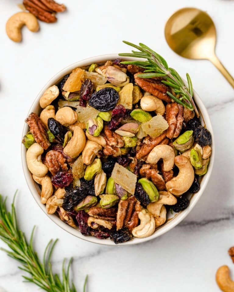 Candied Nut Mix with Spices, Dried Fruits, and Rosemary Recipe