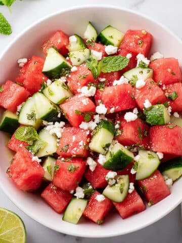 Watermelon Cucumber Salad with Feta and Mint Recipe