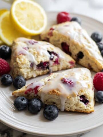 Mixed Berry Scones with Lemon Glaze Recipe