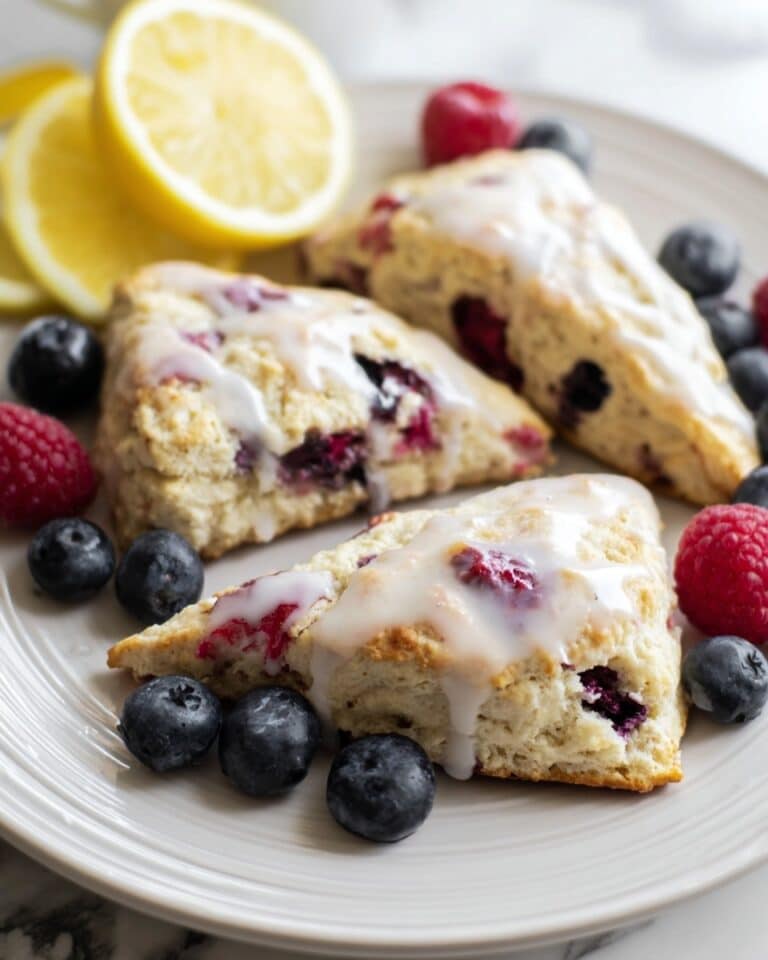 Mixed Berry Scones with Lemon Glaze Recipe