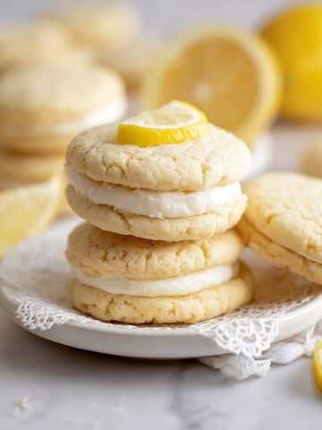 Lemon Sugar Cookie Sandwiches with Lemon Buttercream Frosting Recipe