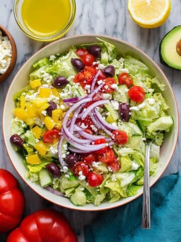 Chopped Greek Salad with Lettuce and Avocado Recipe
