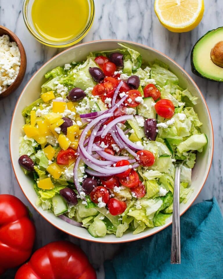 Chopped Greek Salad with Lettuce and Avocado Recipe