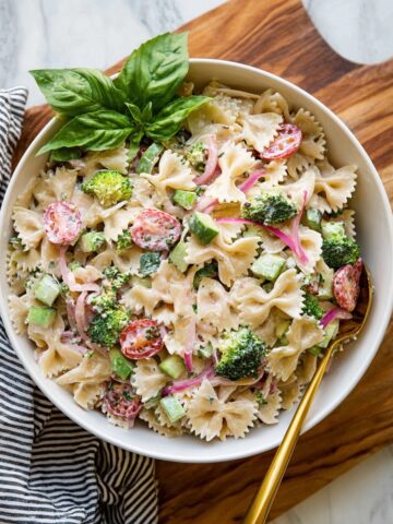 Dairy Free Pasta Salad with Fresh Veggies and Lemon Vinaigrette Recipe