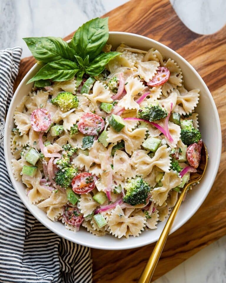 Dairy Free Pasta Salad with Fresh Veggies and Lemon Vinaigrette Recipe