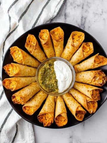 Cheesy Green Chile Antojoitas with Basil Pesto Sour Cream Recipe