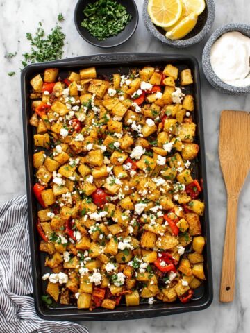 Greek Roasted Potatoes With Peppers & Feta Recipe