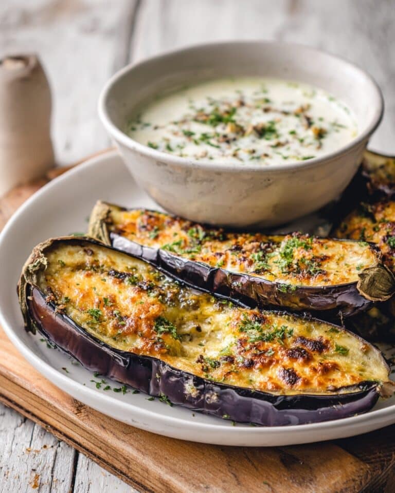 Oven Roasted Eggplant with Mediterranean Dip Recipe