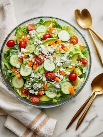 Simple Green Salad with Cherry Tomatoes, Cucumber, Avocado, and Goat Cheese Recipe