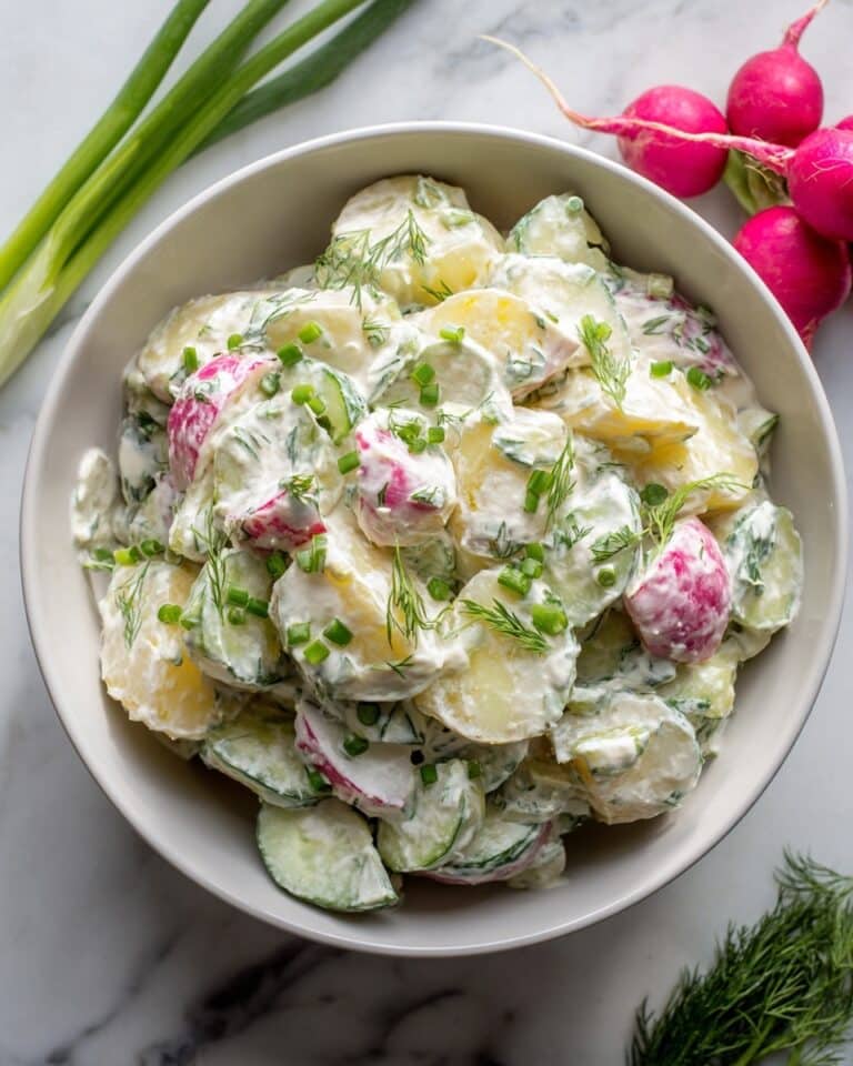 Cucumber Radish Salad with Egg, Dill, and Creamy Dressing Recipe
