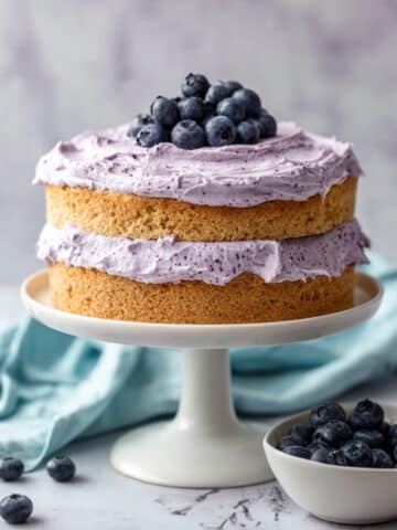 Healthier Banana Blueberry Smash Cake with Whipped Cream Frosting Recipe