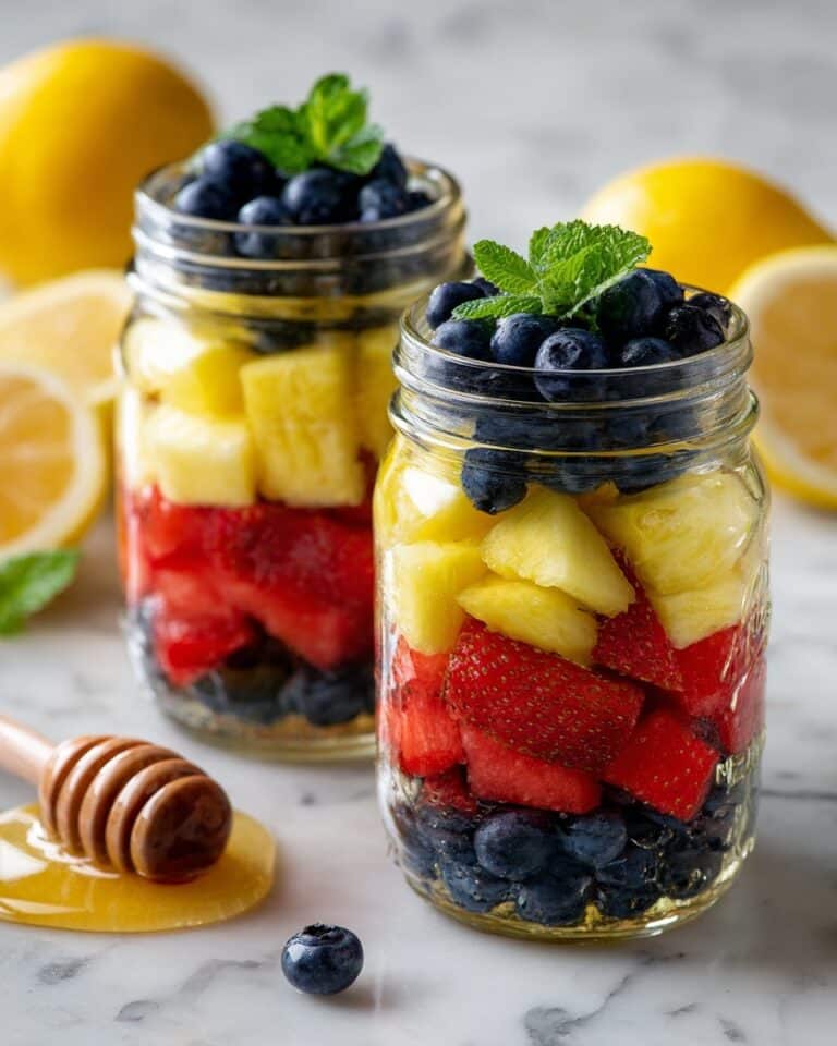 Mason Jar Fruit Salad with Strawberry Mint Dressing Recipe