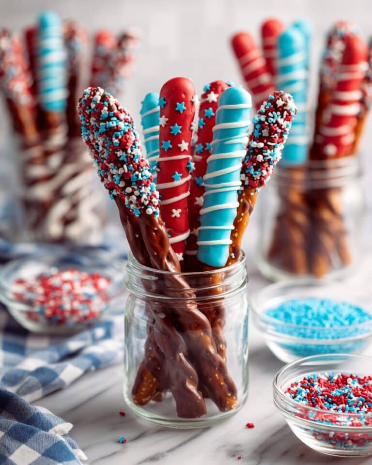 4th of July Chocolate Covered Pretzel Rods Recipe