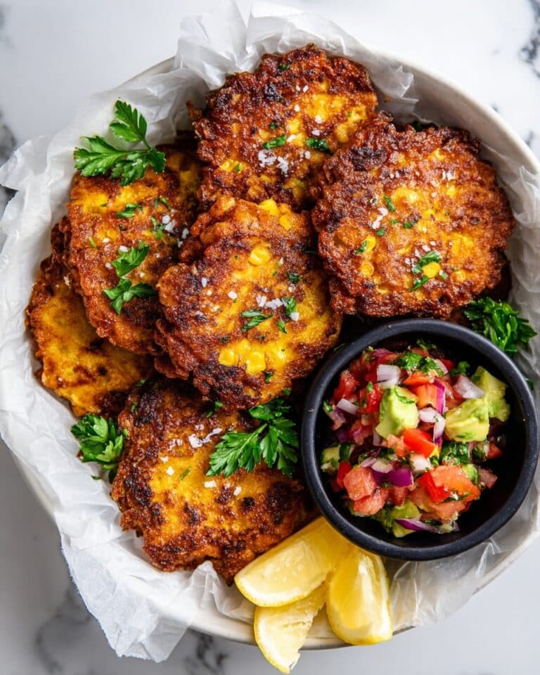 Cheesy Corn Cakes with Spicy Avocado Salsa Recipe