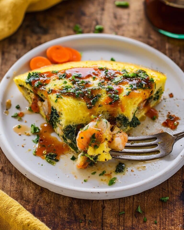 Shrimp and Spinach Omelette with Pesto and Hot Sauce Recipe