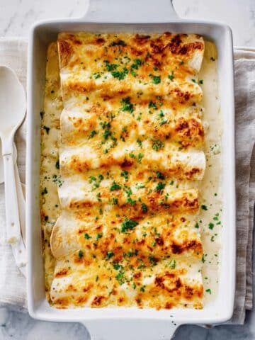 Cheesy Chicken Enchiladas with White Sauce Recipe