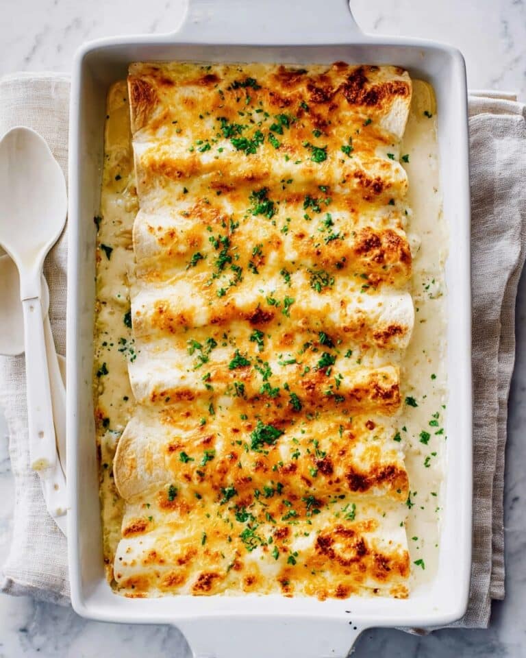 Cheesy Chicken Enchiladas with White Sauce Recipe