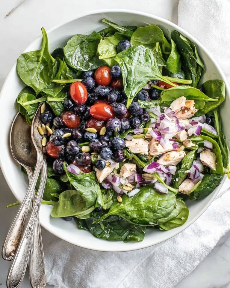 Spinach Blueberry Salad with Chicken and Poppyseed Dressing Recipe