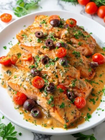 Mediterranean Salmon with Sun-Dried Tomatoes and Feta Recipe