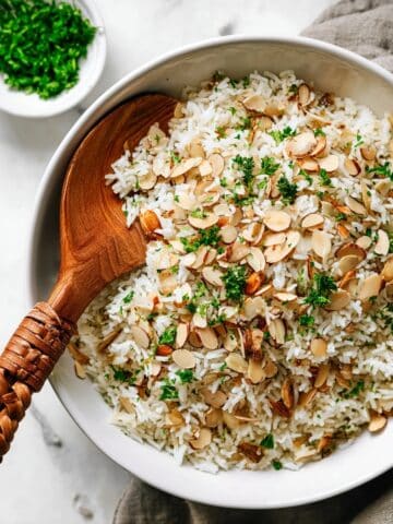 Garlic Toasted Almond Basmati Rice Recipe