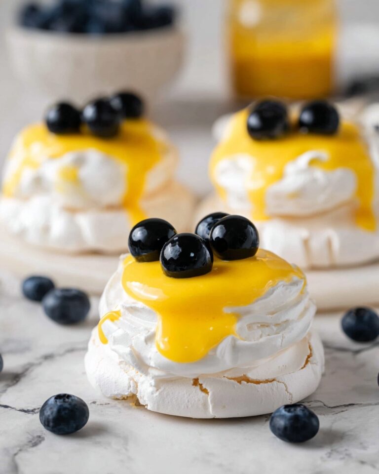 Individual Lemon Curd Meringues with Blueberries and Whipped Cream Recipe