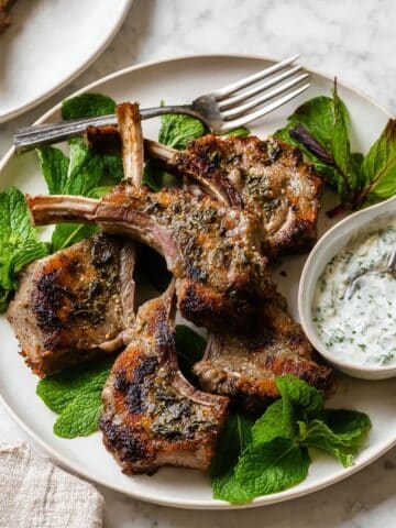 Marinated Lamb Loin Chops with Minted Garlic Yoghurt Sauce Recipe