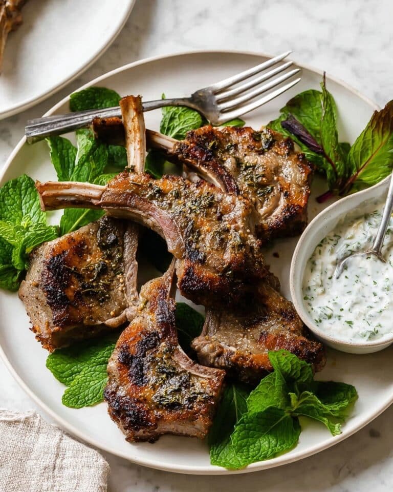 Marinated Lamb Loin Chops with Minted Garlic Yoghurt Sauce Recipe