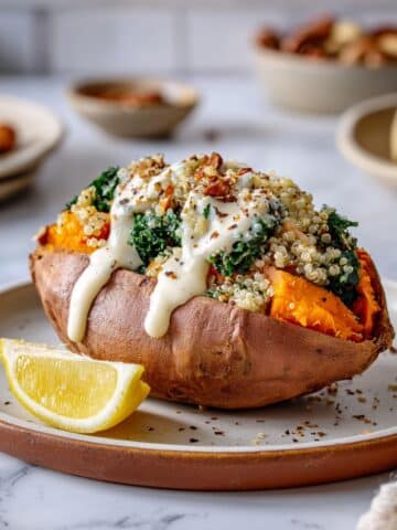 Stuffed Sweet Potatoes with Quinoa, Kale, and Hazelnuts Recipe