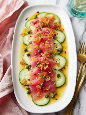 Tuna Crudo with Citrus Vinaigrette and Garlic Chips Recipe