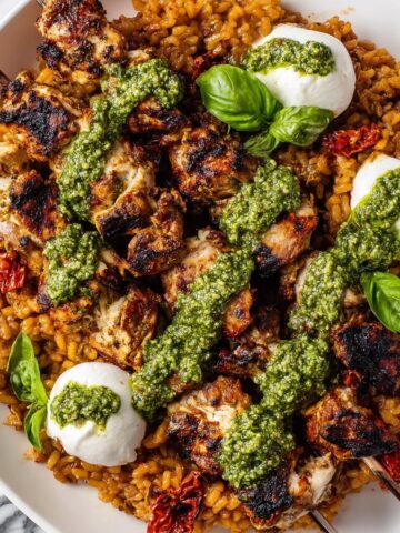 Juicy Chicken Thigh Skewers with Pesto Recipe