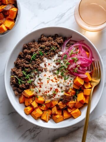 Street Corn Beef and Sweet Potato Bowls Recipe