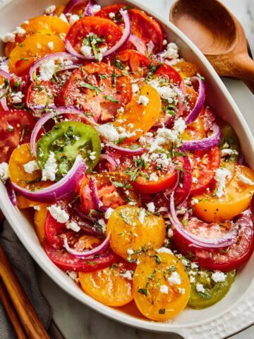 Heirloom Tomato Salad with Feta, Basil, and Balsamic Vinaigrette Recipe
