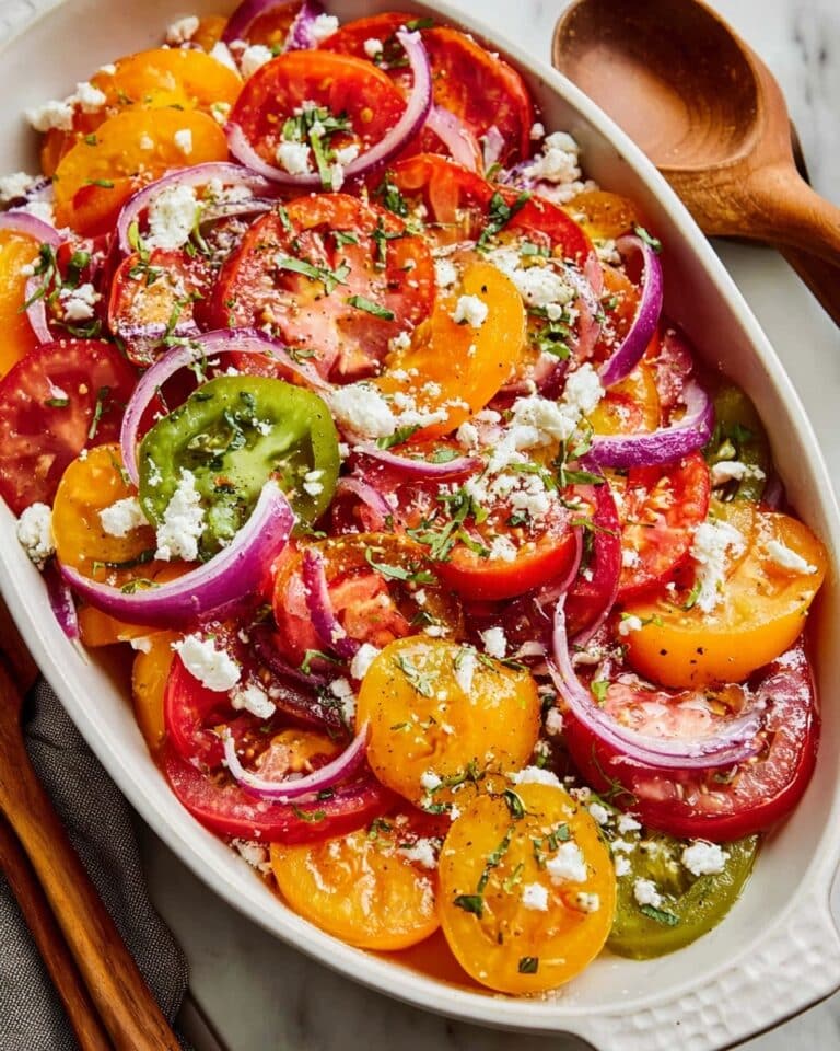 Heirloom Tomato Salad with Feta, Basil, and Balsamic Vinaigrette Recipe