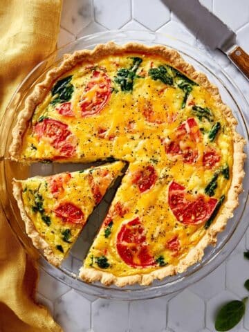 Spinach Tomato Tortilla Quiche Recipe