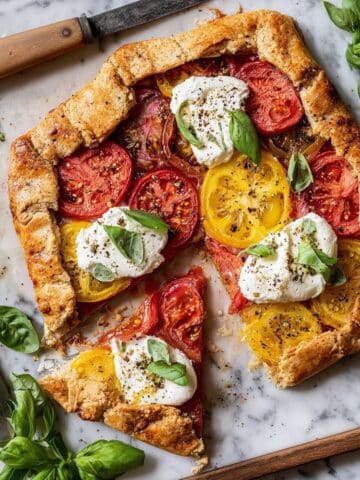 Heirloom Tomato Galette with Gruyere, Toum, and Basil Recipe