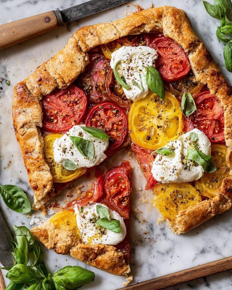 Heirloom Tomato Galette with Gruyere, Toum, and Basil Recipe
