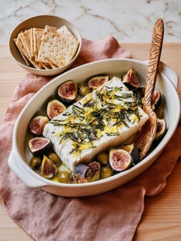 Baked Feta with Green Olives and Figs Recipe